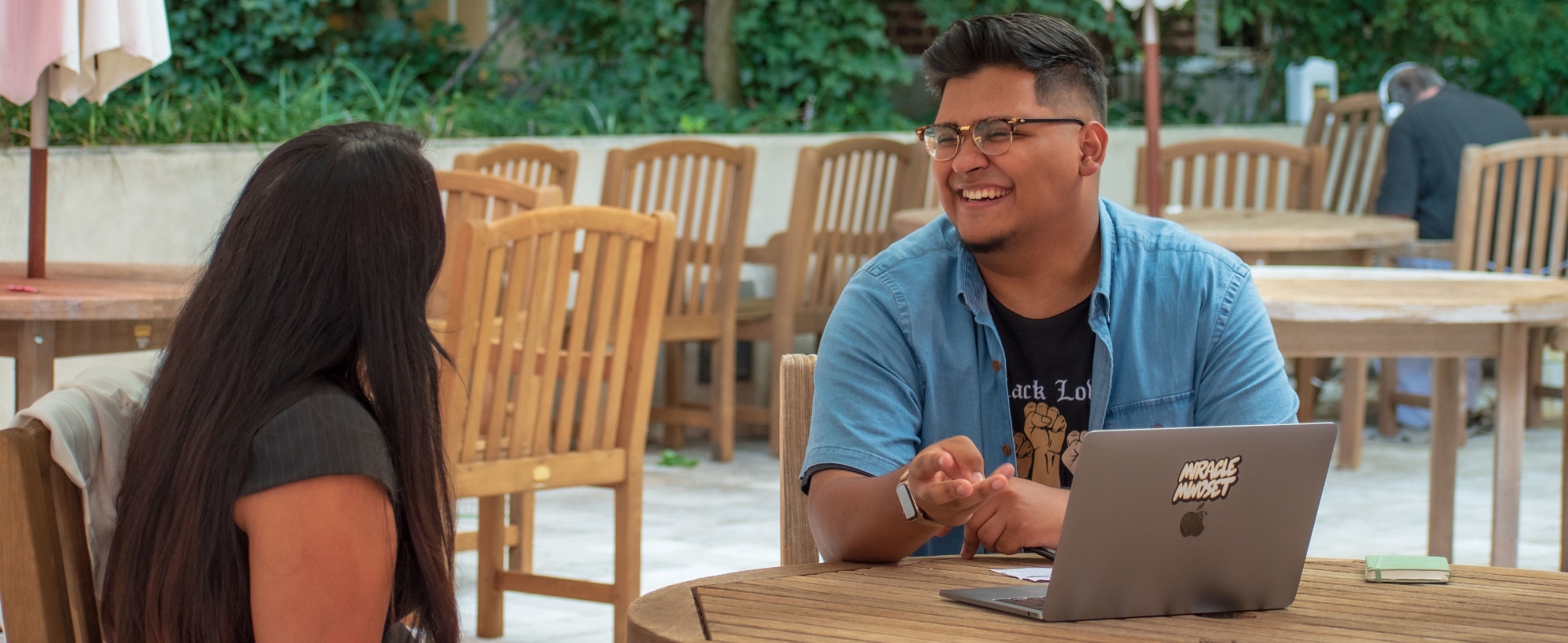 Students studying outside on Norman campus.