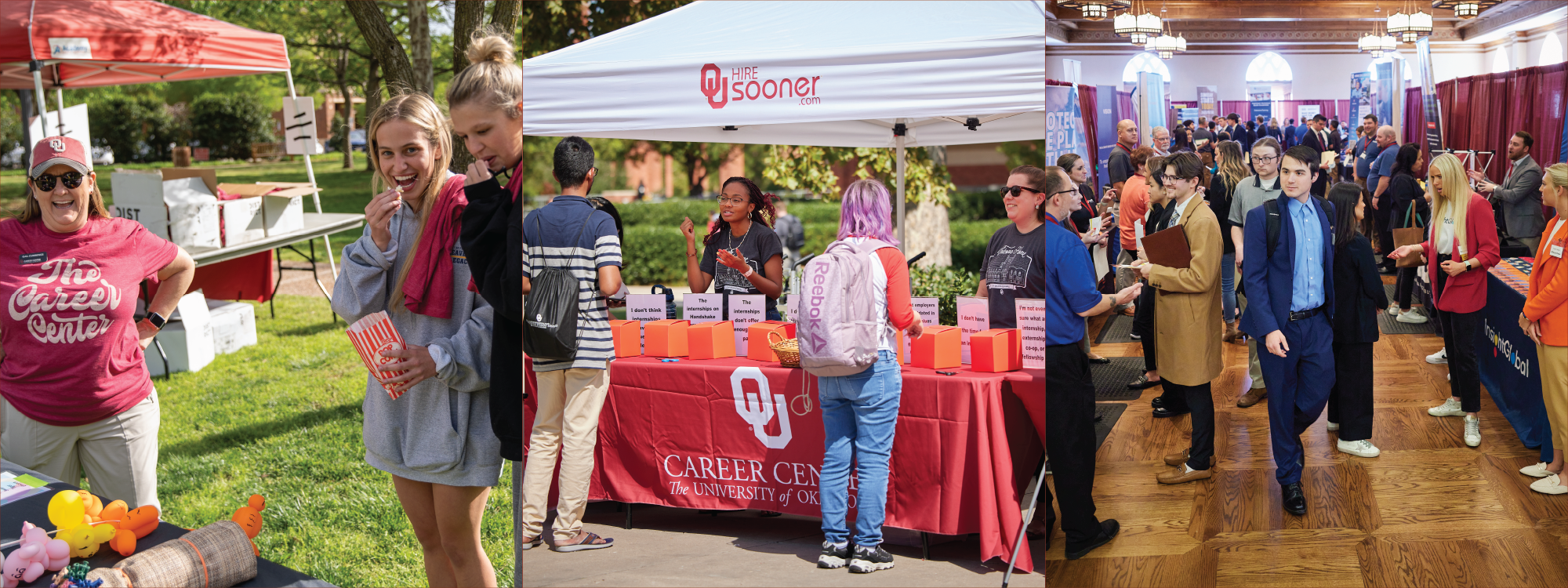 collage of images showcasing students taking part in different events put together by the OU Career Center