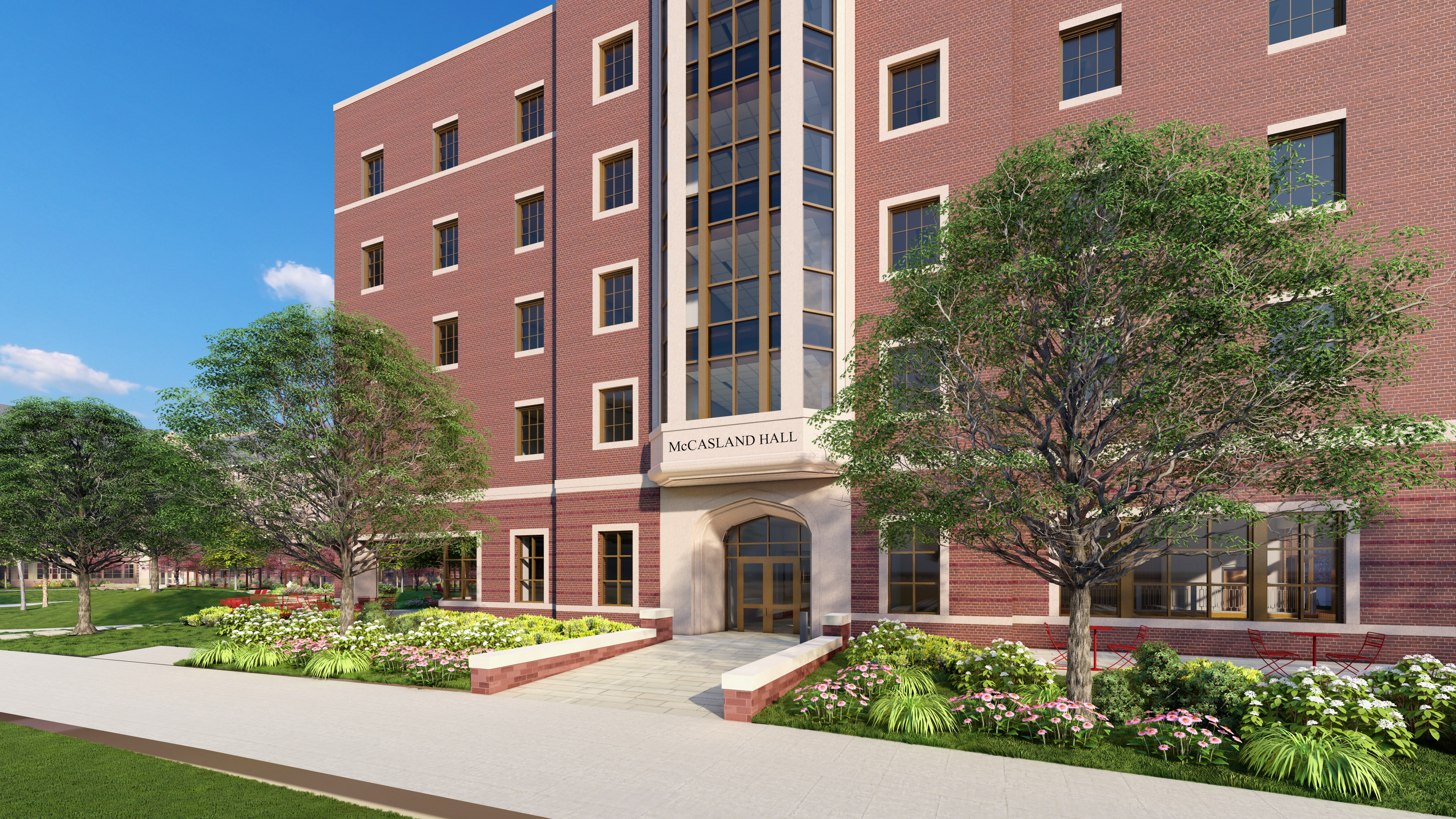 Rendering of McCasland Hall with a view looking southeast