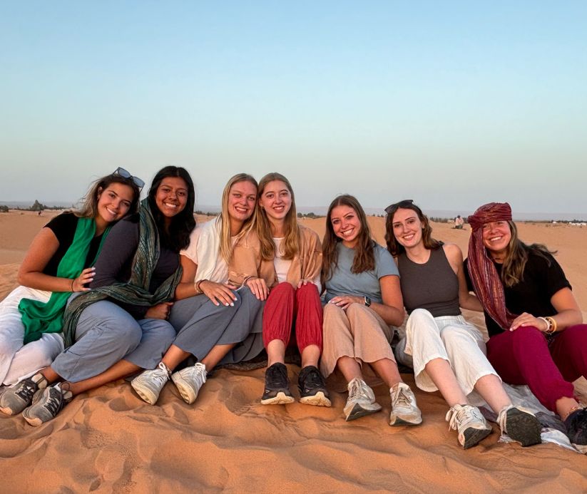 Students on a desert