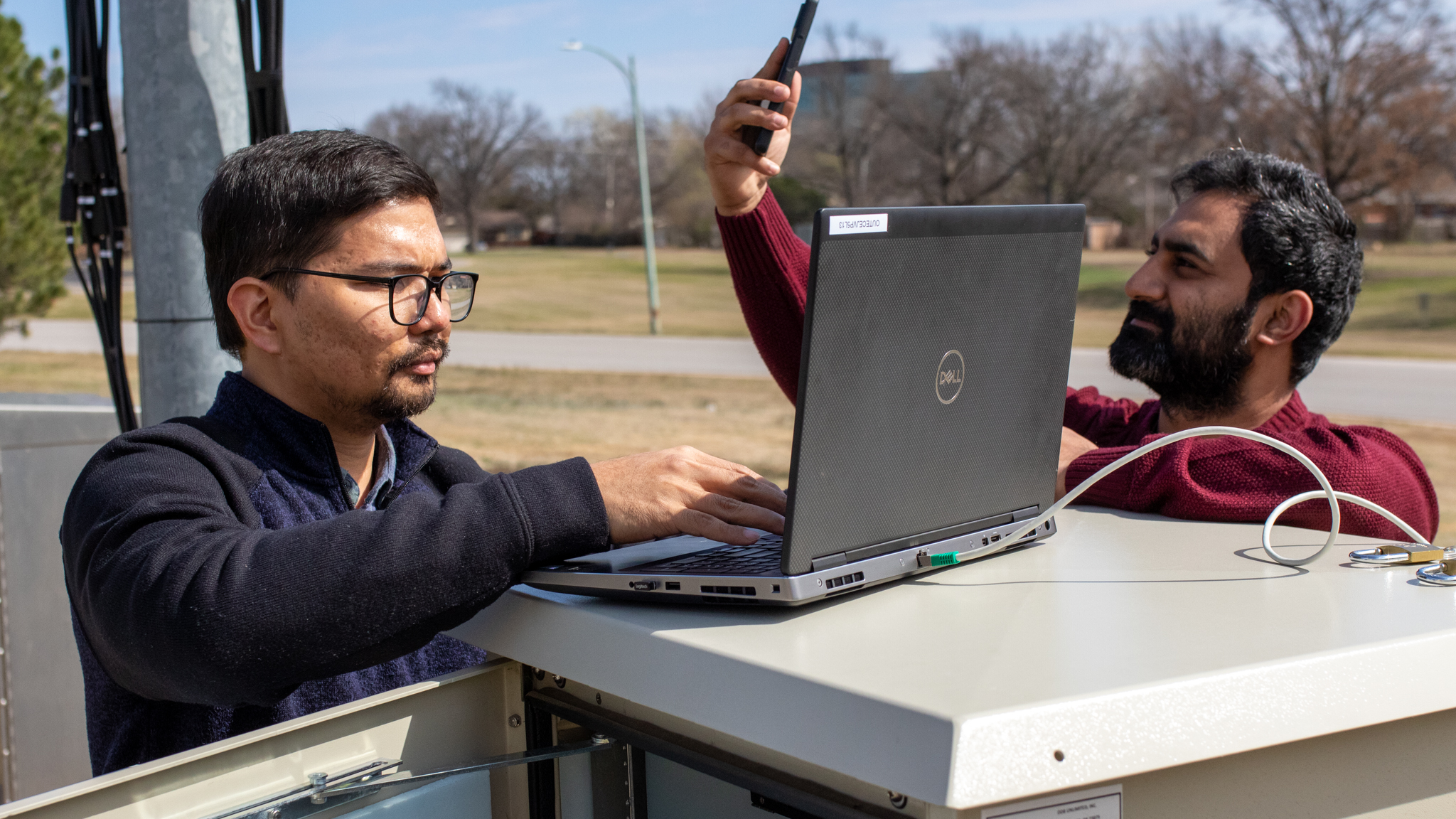 Engineering students in the field