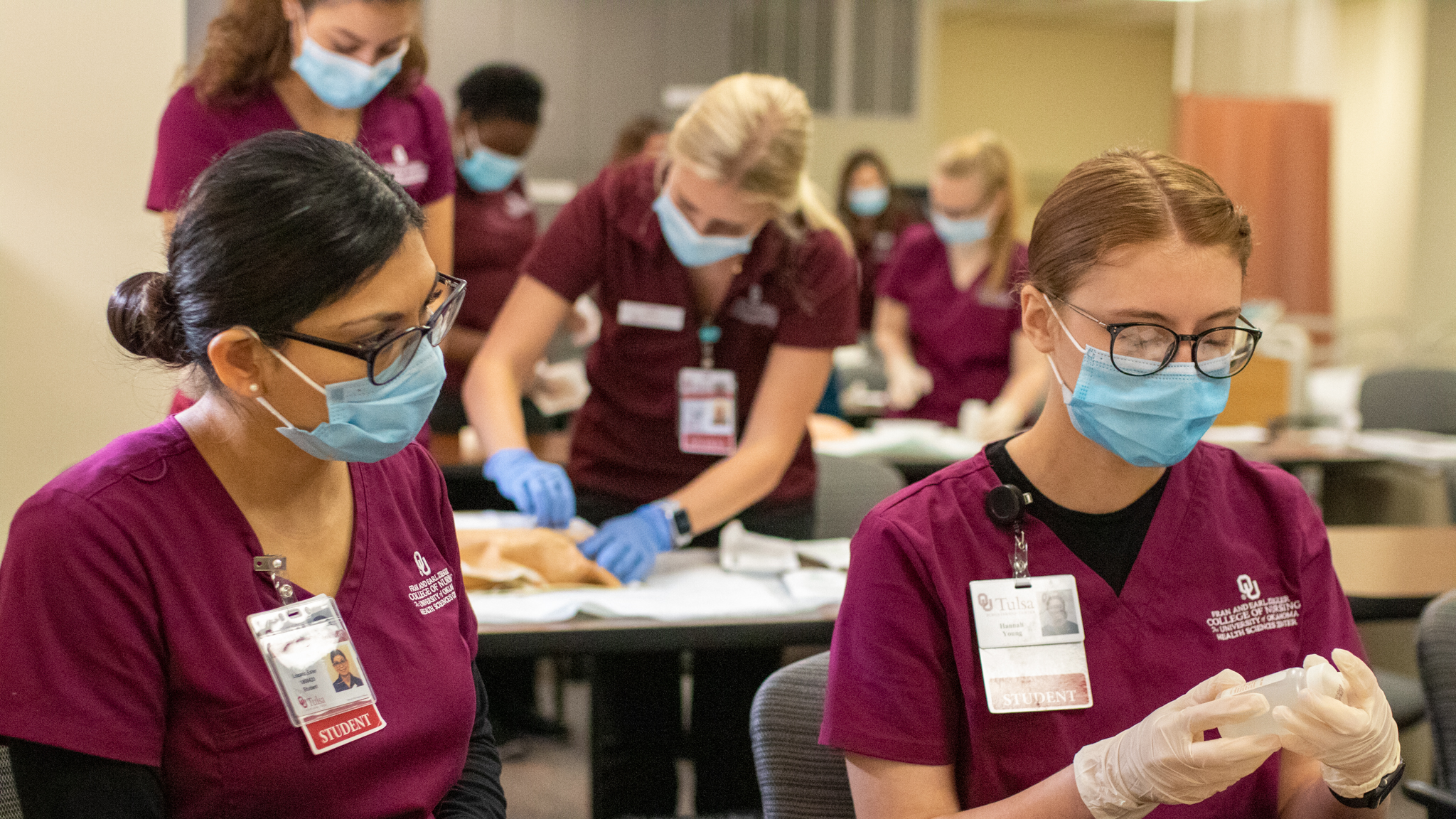 Nursing students in lab