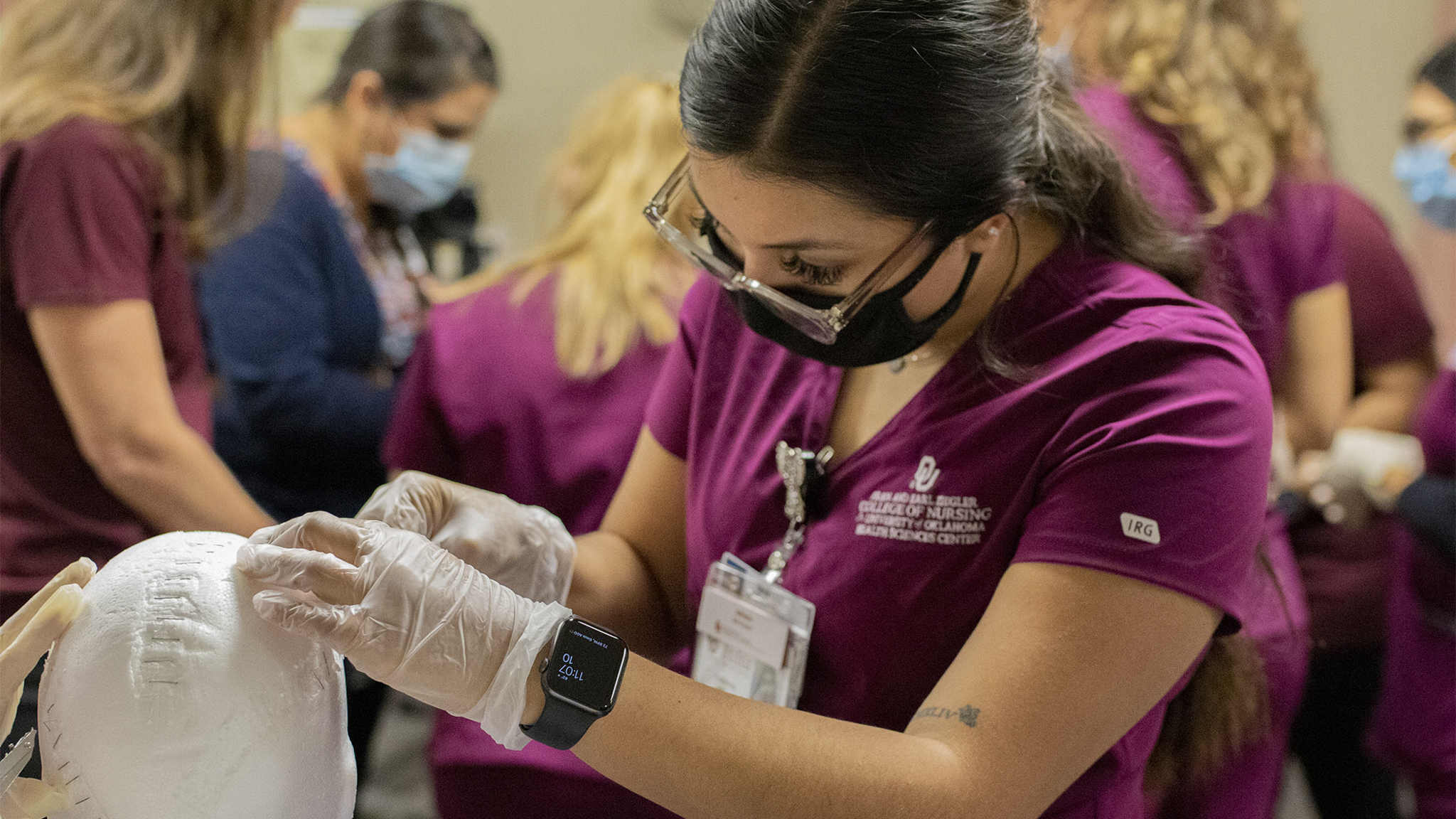 Nursing student in lab