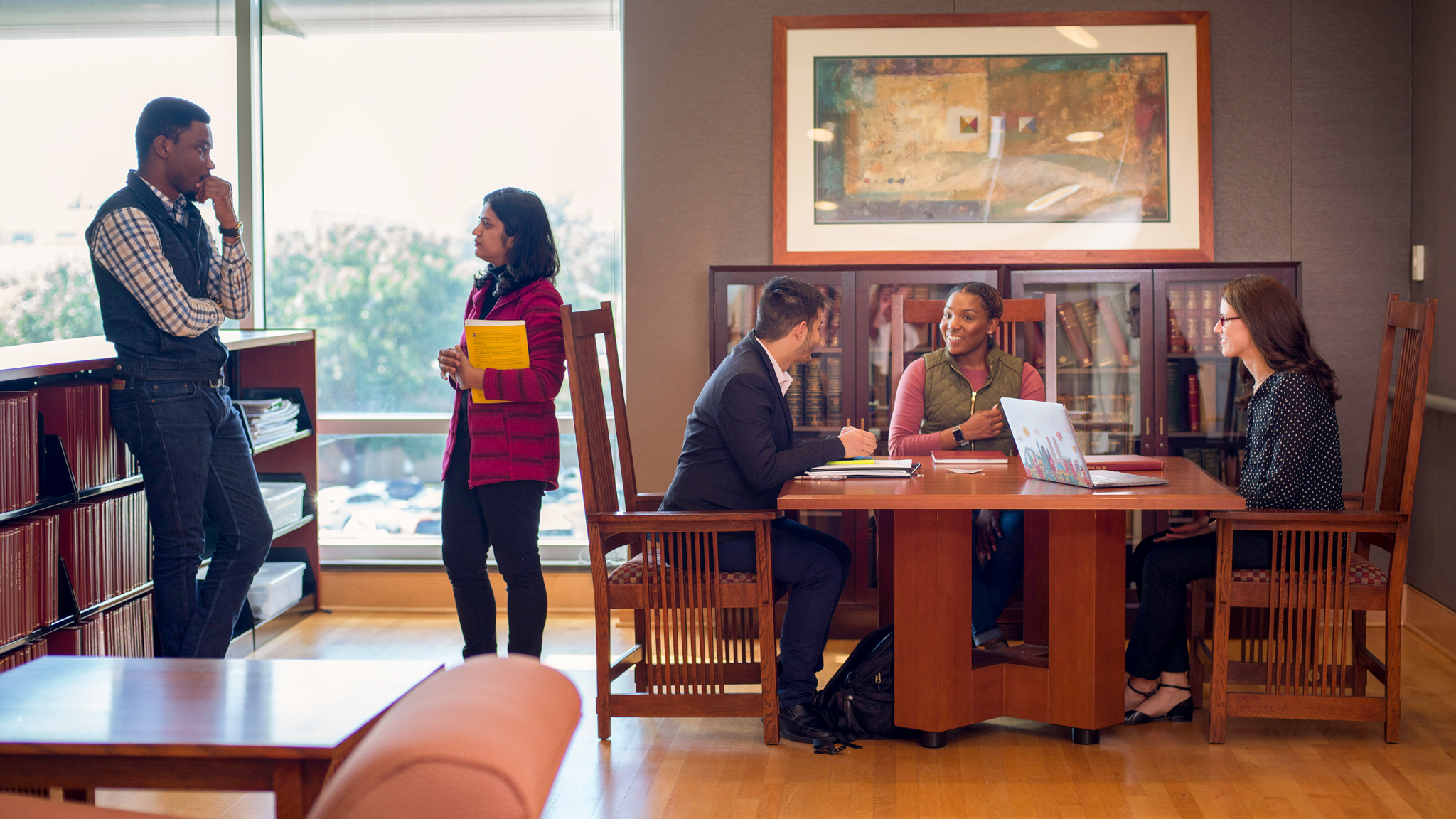 Students in the library