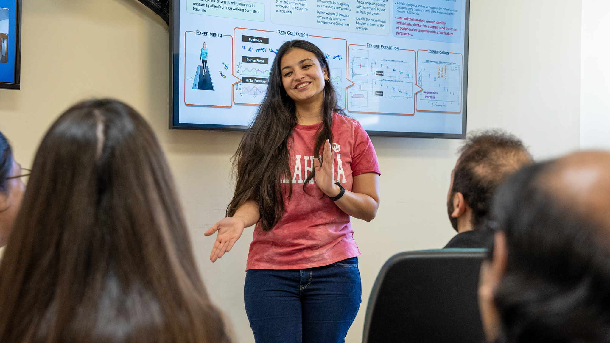 Student giving presentation