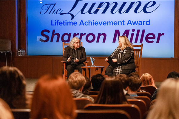 Lumine Lifetime Achievement Award; students and speaker in auditorium