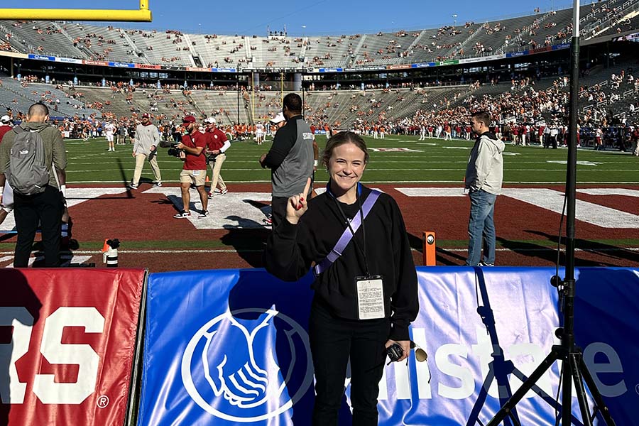 Acacia McDonald at 2023 OU/TX game in Dallas, TX.