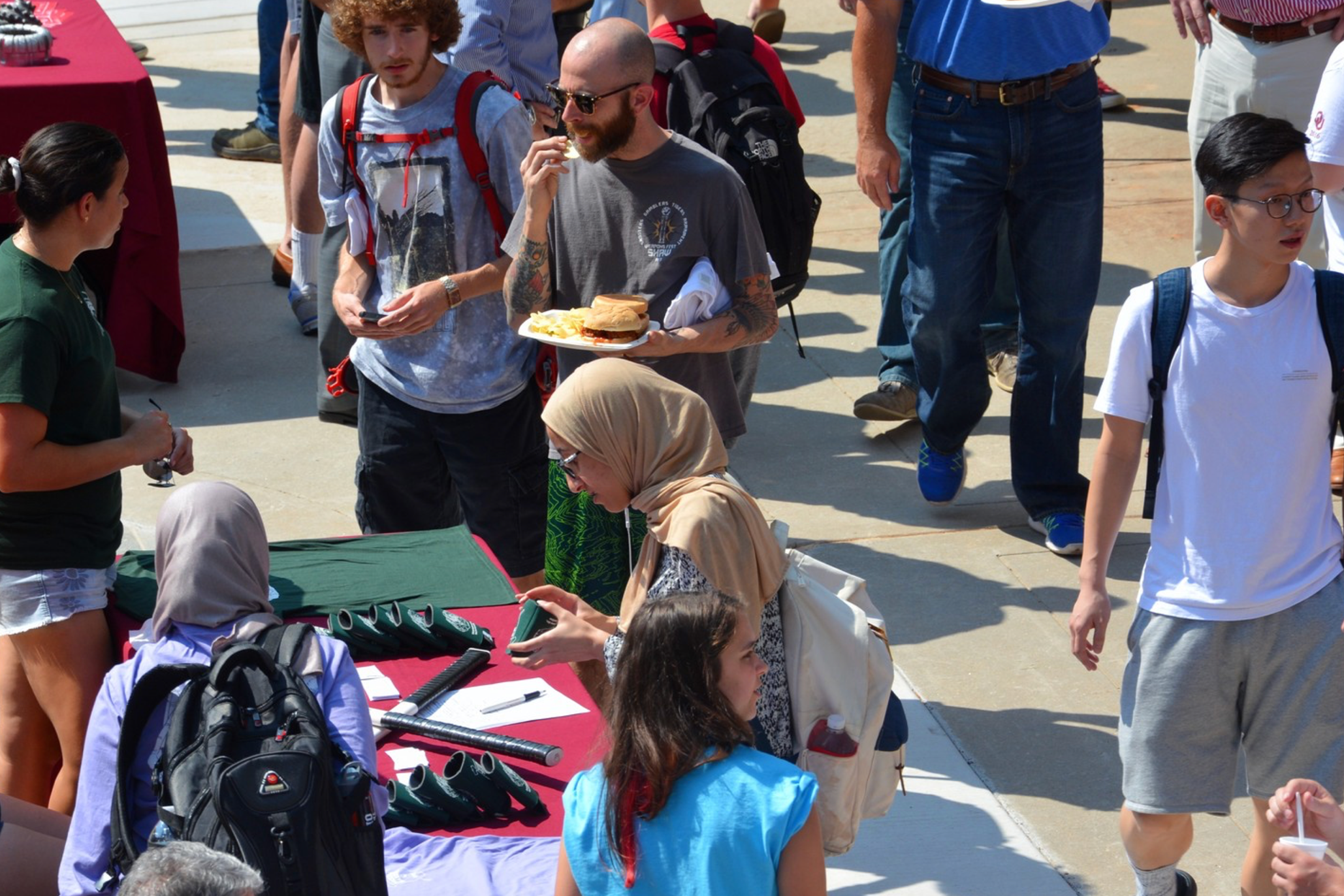 Groups of students at an invovlement fair.