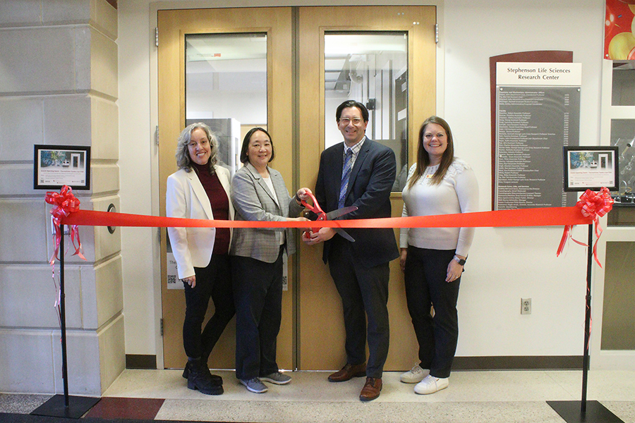 Carol Silva, interim VPRP, Ann West, COBRE director, Andrew Madden, SRNML director, and Meghan Bomgaars, director of OVPRP planning an research facilities