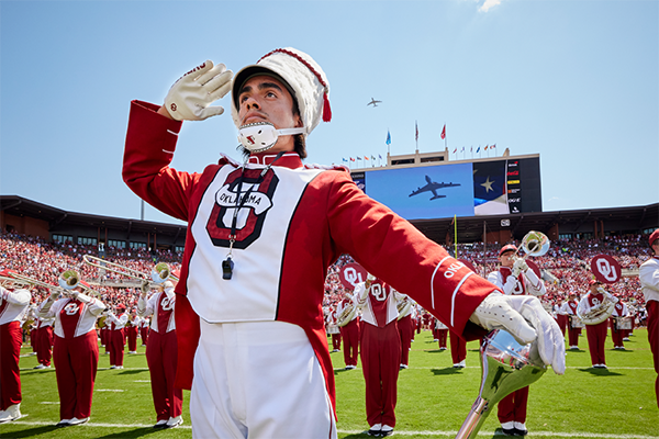 Pride of Oklahoma on field during OU football game