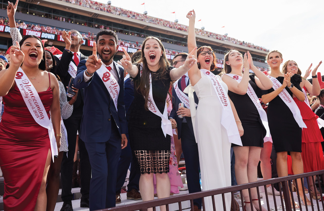 Homecoming Court posing at OU Homecoming game on October 21, 2023.