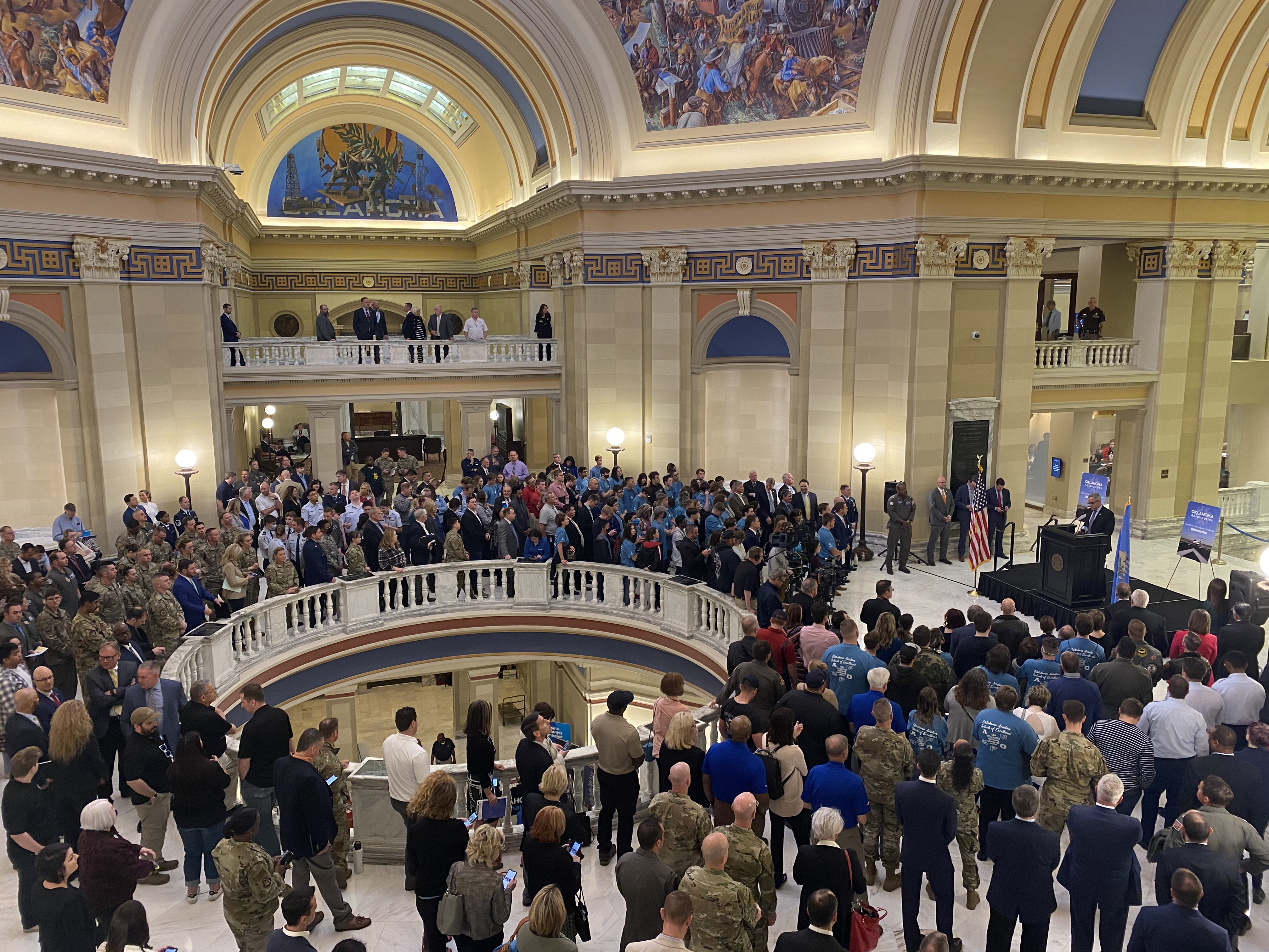 Attendees at Aero Oklahoma Day in the Oklahoma State Capitol rotunda