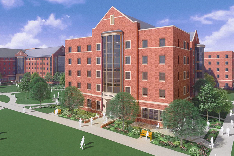 rendering of new on campus residence halls that will be constructed