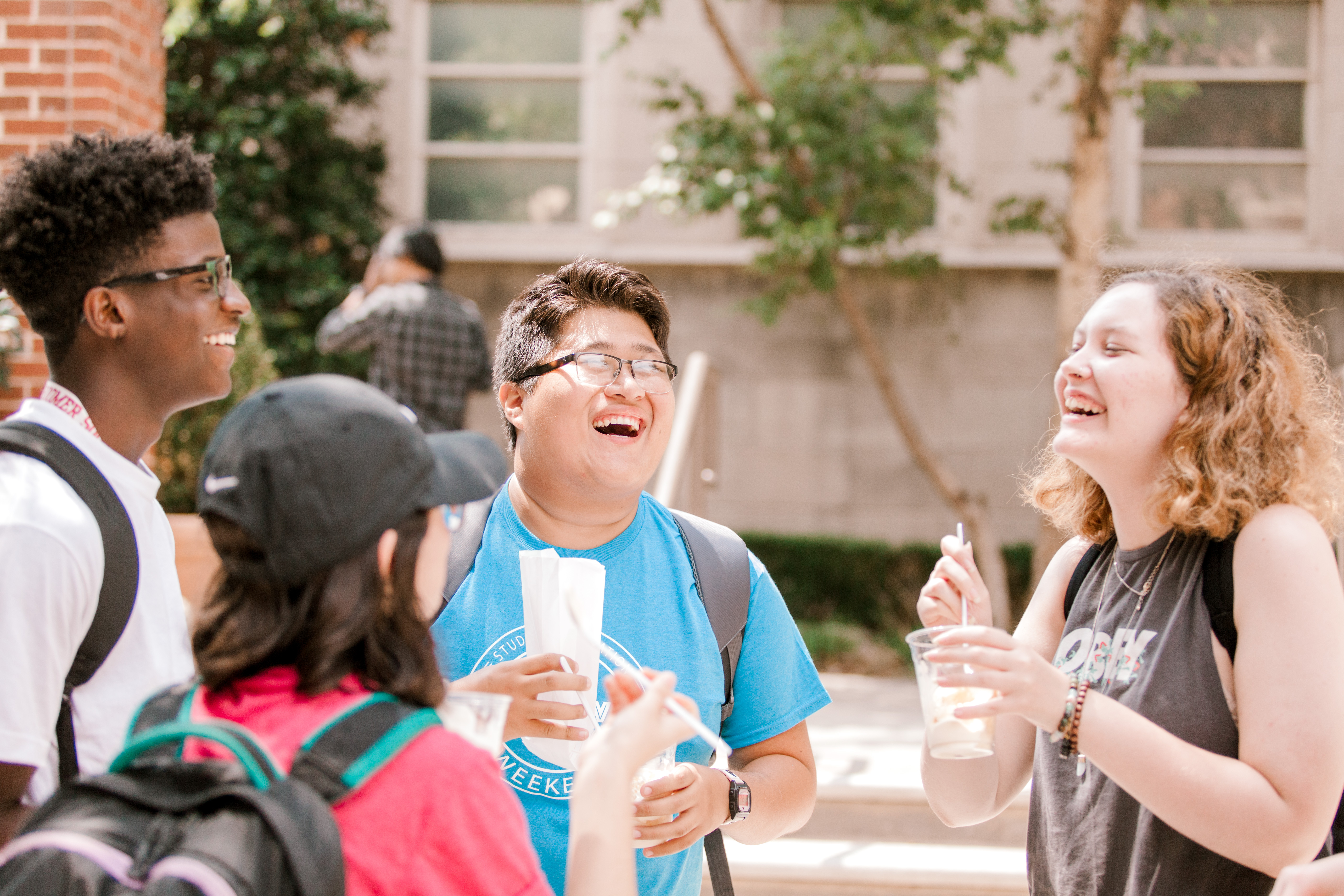 Four students talking.