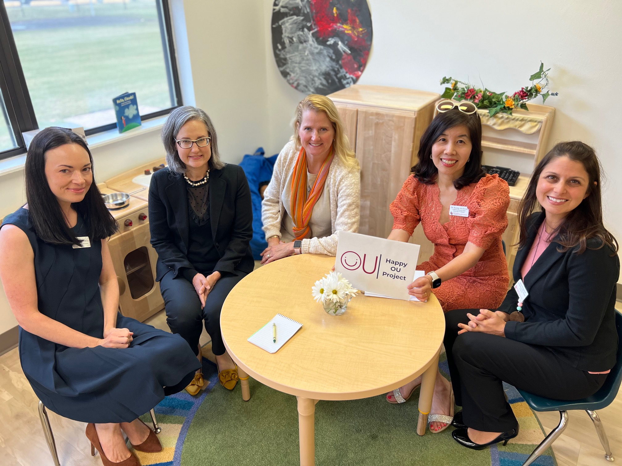 Happy OU Project team members Courtney Dewhirst, Brittany Hott, Erin Casey, Kyong-Ah Kwon and Rebecca Waggoner.