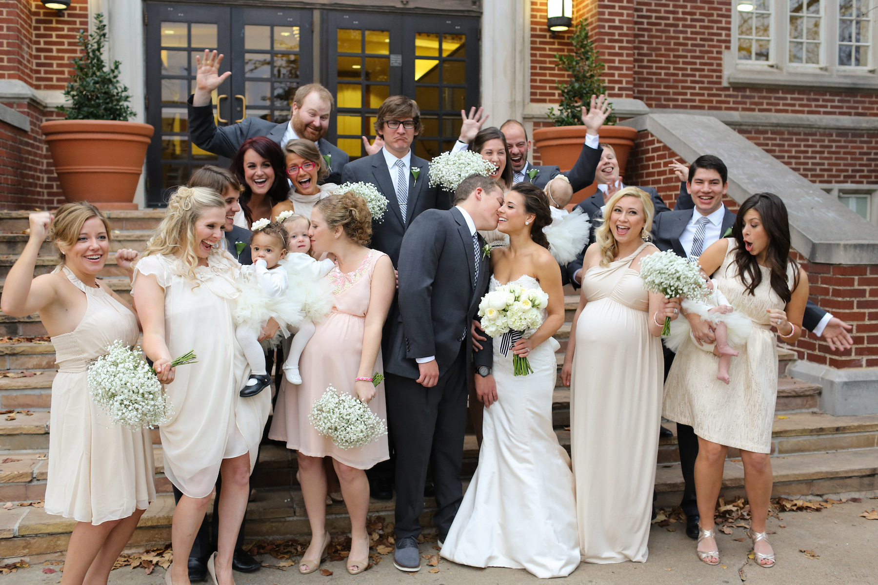 wedding house party on stairs