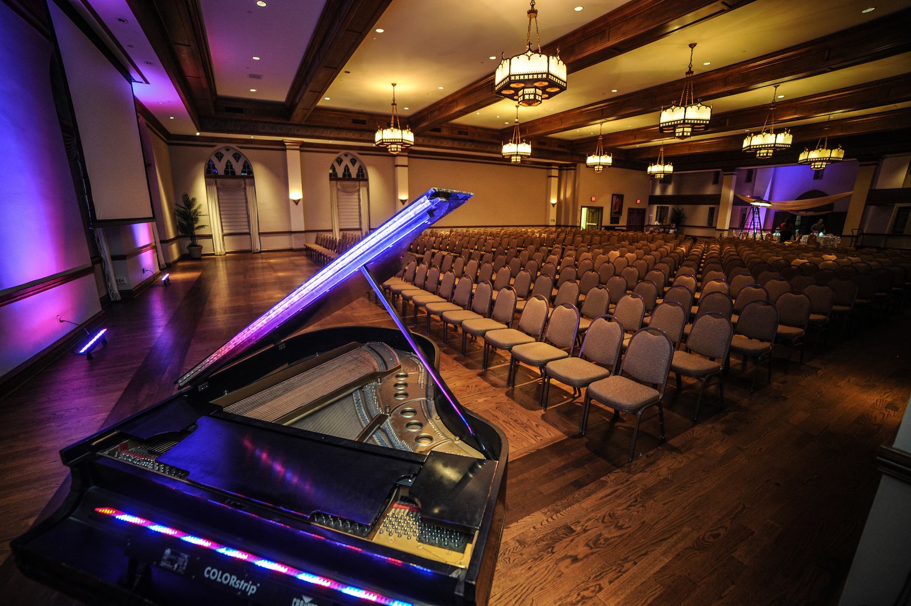 Ballroom with Piano Lecture and Seating