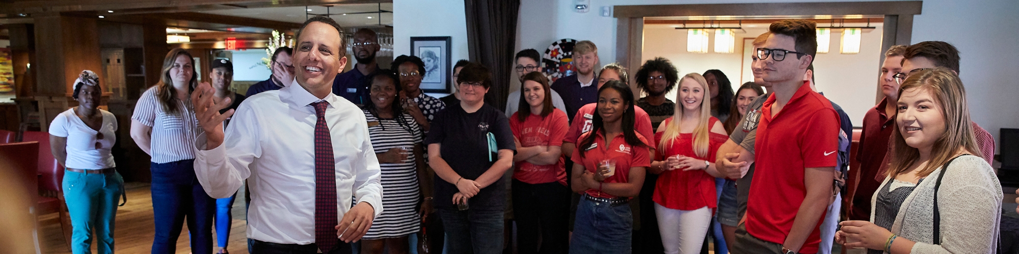 Joe Harroz Jr., President of the University of Oklahoma with students