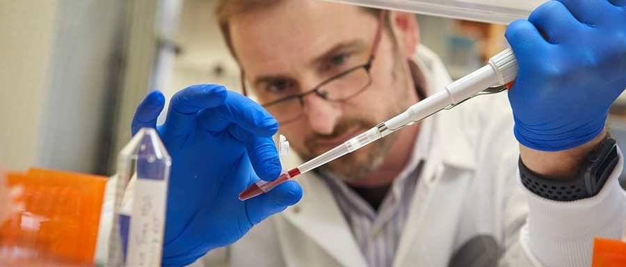 OU's Cecil Lewis in the lab.