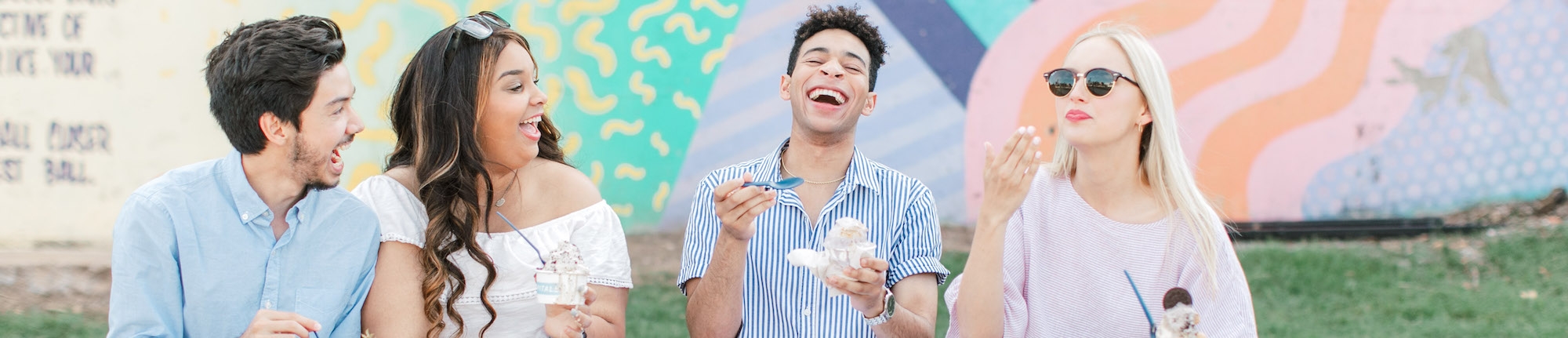 Four students eating ice cream