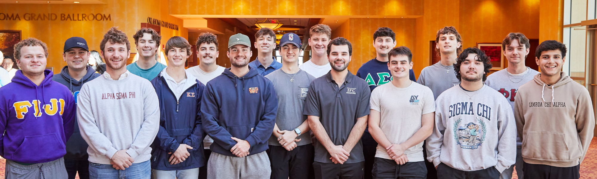 Interfraternity Council members pose for a group photo.