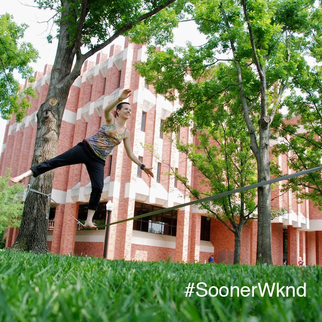 Student walking on rope