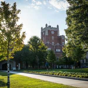 Oklahoma Memorial Union surrounded by trees